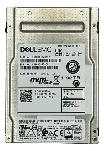 Dell 0N0VK0 NEW 1.92TB U.2 NVMe SFF