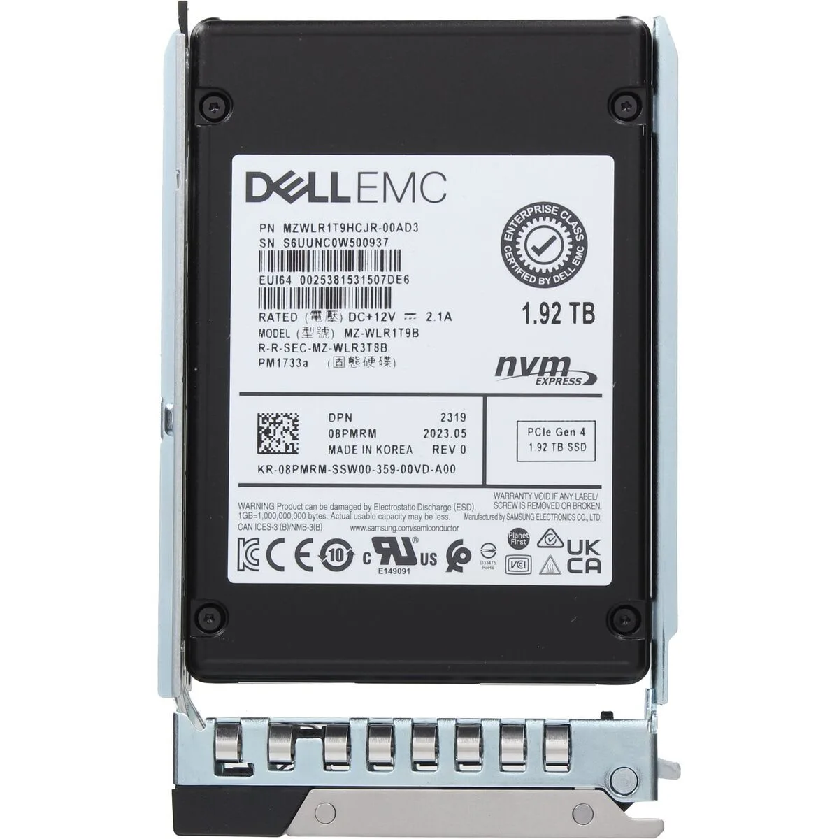 Dell EMC 1.92TB PM1733a PCI-e NVMe G4 P/N: 08PMRM
