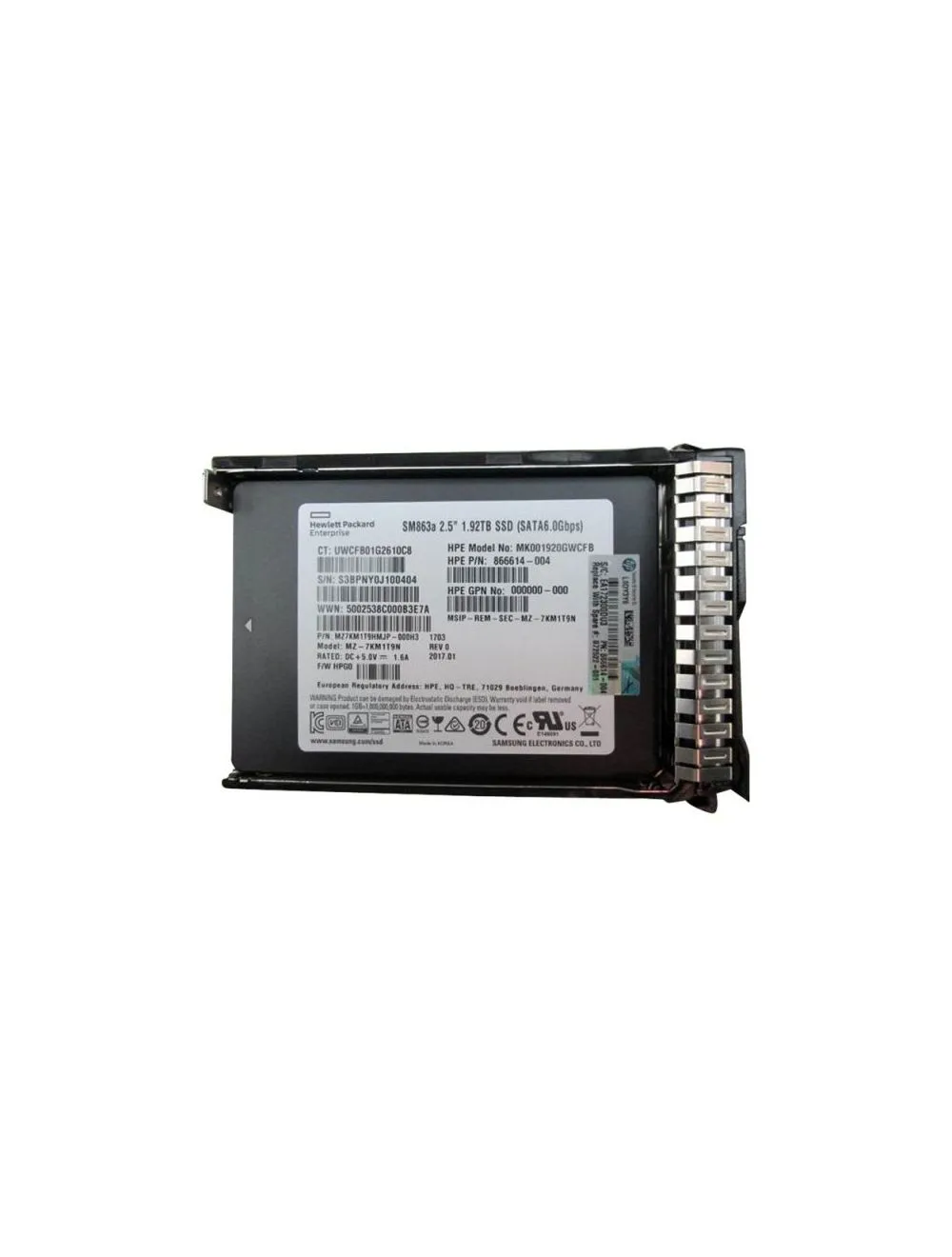 HPE 1.92TB SATA 6Gbps MU P/N: 866614-004 SFF