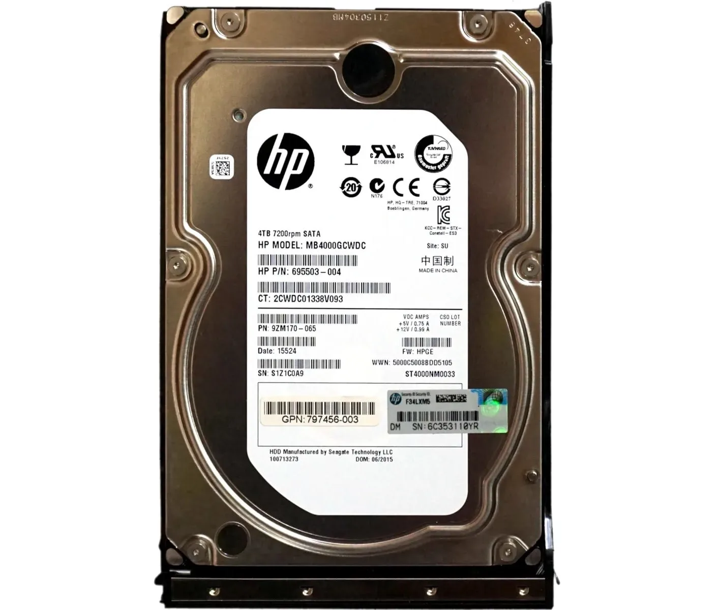 HPE 695503-004 4TB SATA 7.2K 6G 3,5" LFF