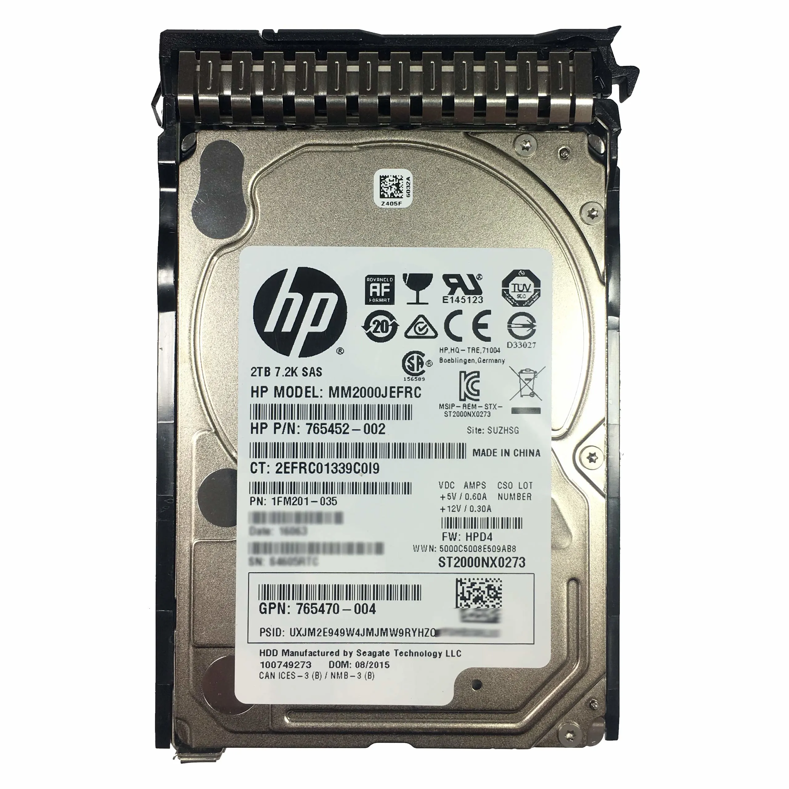 HPE 765452-002 2TB SAS 7.2K 12Gbps 2,5"