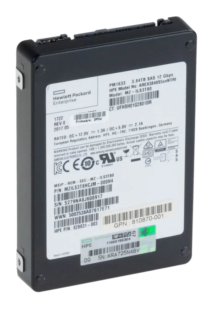 HPE 828831-003 3.84TB SAS 12Gbps Samsung PM1633 2,5" SFF