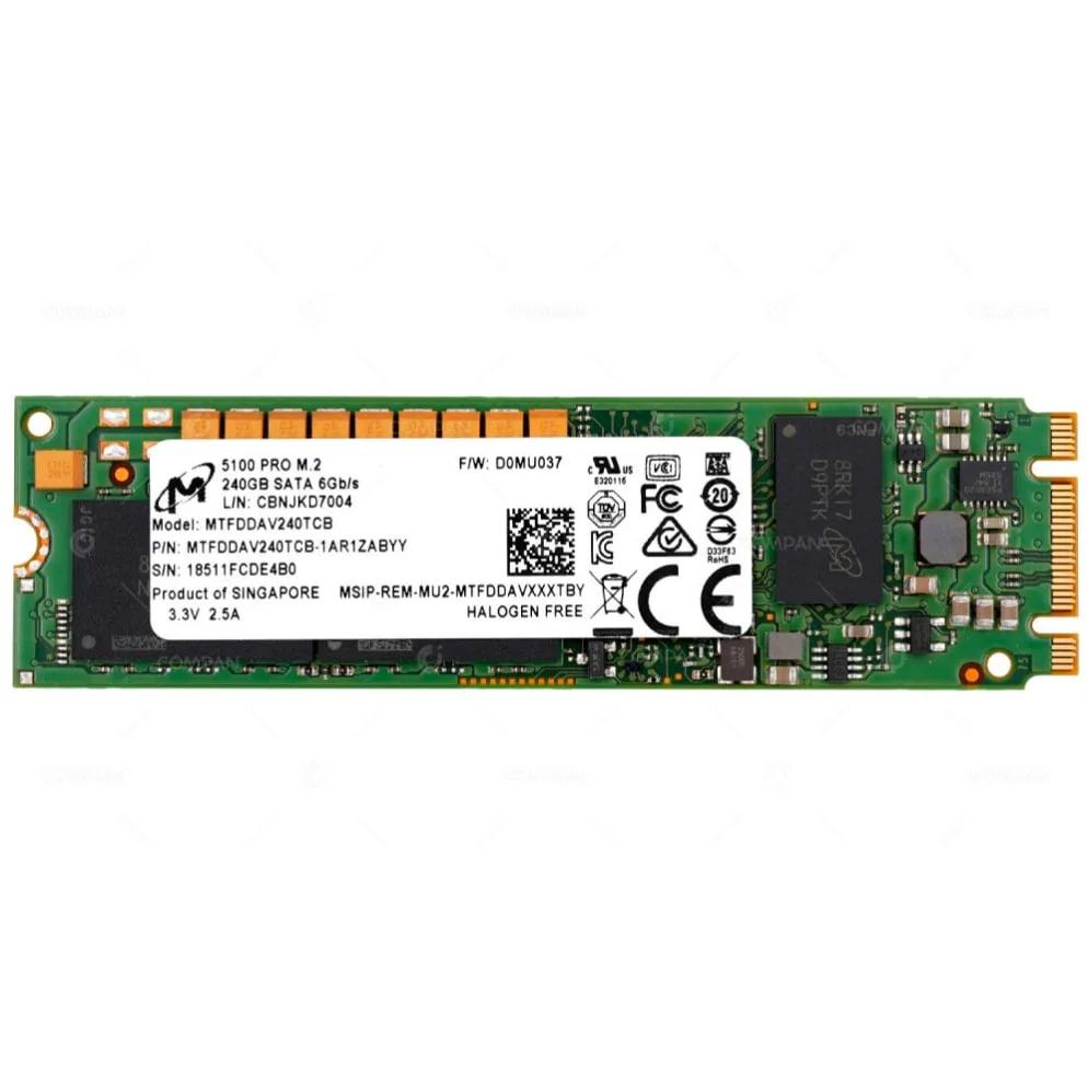 Micron Enterprise 240GB M.2 SATA-3 6Gbps P/N: MTFDDAV240TCB