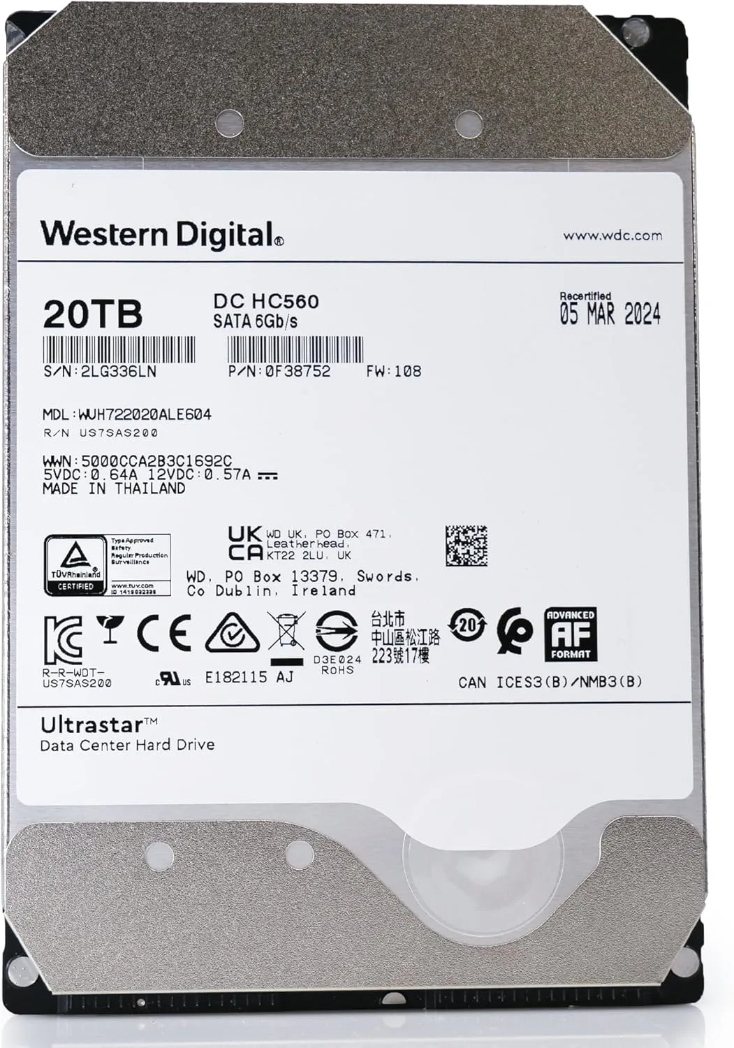 Western Digital UltrastarDC 20TB HC560 3.5 HDD SATA3