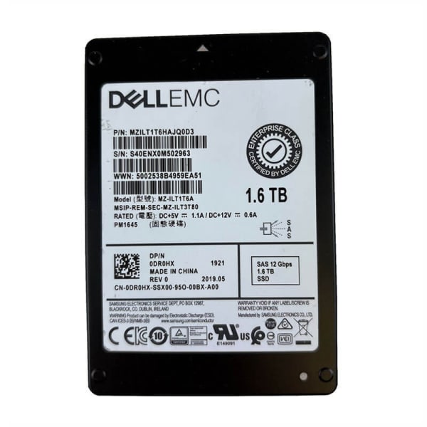 Samsung PM1645 / Dell DR0HX 1.6TB SAS MU 12Gbps SFF 1