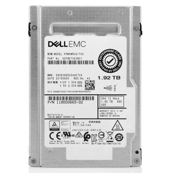 Dell EMC 1.92TB SAS SSD 12G SFF P/N: KPM5WRUG1T92 1