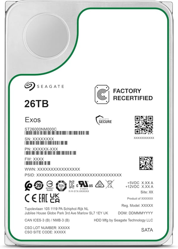 Seagate 26TB SATA 7.2K 6Gbps 3,5" LFF NEW P/N: ST26000NM000C 1