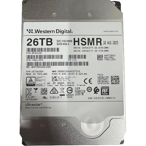 WD HC695 26TB SATA 7.2K 6Gbps 3,5" LFF NEW P/N: 0F63126 1