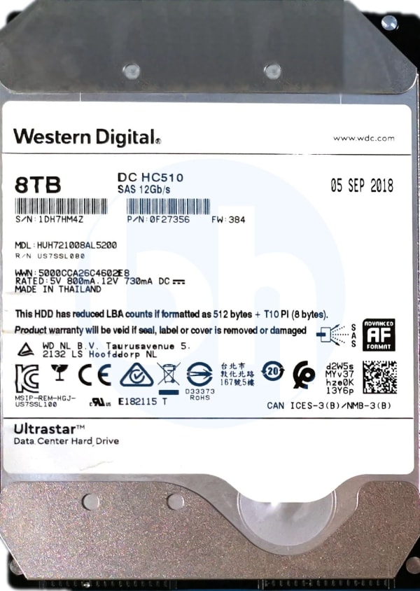 WD Ultrastar DC HC510 8TB SATA 7.2K 6Gbps 3,5" LFF 2