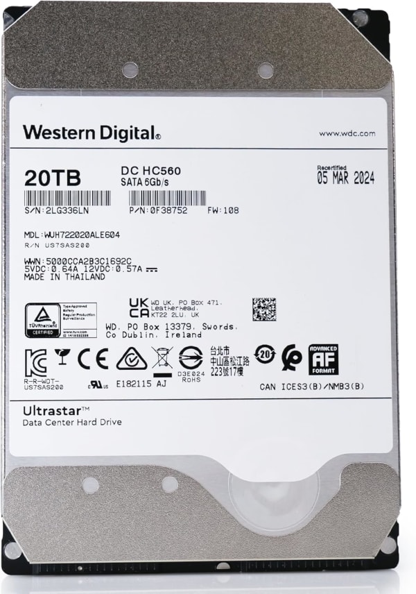 Western Digital UltrastarDC 20TB HC560 3.5 HDD SATA3 1